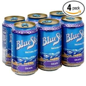 Blue Sky Soda, Natural Grape 6 pk, 72 ounces (Pack of4)  