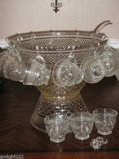 Anchor Hocking Wexford Clear Punch Bowl Complete  