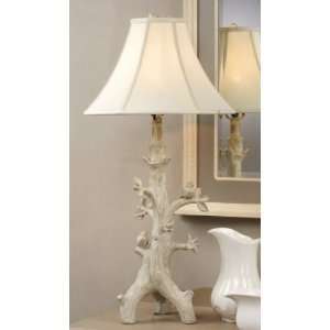  Bird tree Shabby chic table lamp   White Ivory