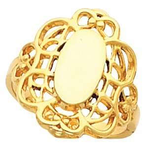  14K Yellow Gold Signet With Filigree Design Ring 