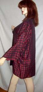 Vintage Black Red Asian Kimono Robe Jacket One Size  