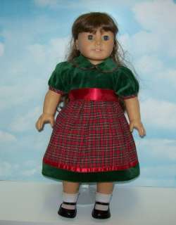 Green Plaid Dress for American Girl Dolls  Just Like You Molly Kit Mia 