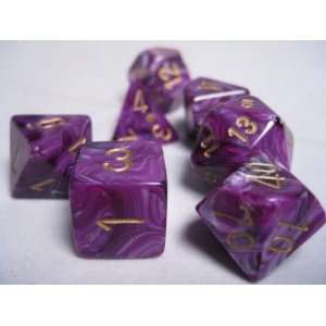   RPG Dice Sets Purple/Gold Vortex Polyhedral 7 Die Set Toys & Games