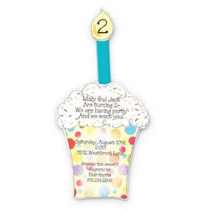 Confetti Cupcake Dyecut with Blue Ribbon Birthday Invitation