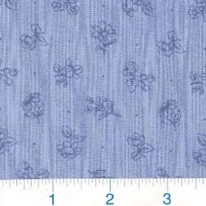   1880s Striped Floral Blue Fabric By The Yard Arts, Crafts & Sewing