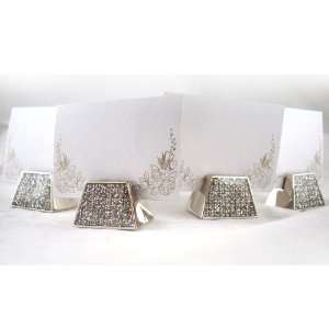  Silver Plated Set of 4 Card Holders Jewelry