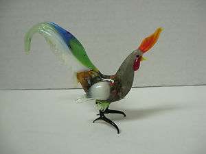 RUSSIAN glass colorful rooster HAND BLOWN Millefiori body  