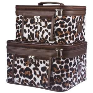   Animal Print Train Cases Cosmetic Makeup   Brown Large Patch Beauty