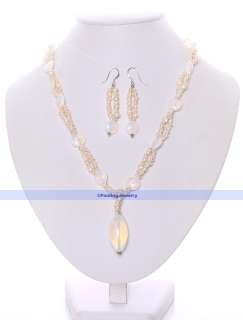 Beautiful 20 Moon Stone & Pearl Necklace & Earrings  