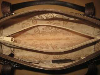 BRIGHTON Brown Reptile Leather Boston Satchel Shoulder Purse Classic 
