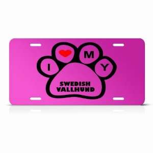 Swedish Vallhund Dog Dogs Pink Novelty Animal Metal License Plate Wall 