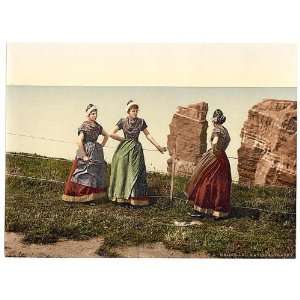  Photochrom Reprint of National costume, Helgoland girls 