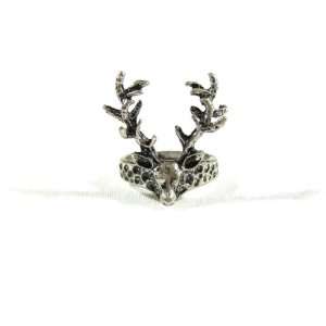 Deer Ring Size 6 Silver Reindeer Stag Taxidermy Elk Antlers Fashion 
