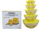   Food Storage Container / Mixing Bowl Set Crab Design & Yellow Lids