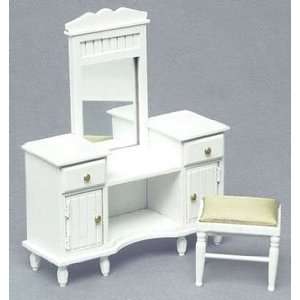  Dollhouse Miniature Vanity with Mirror & Stool Everything 