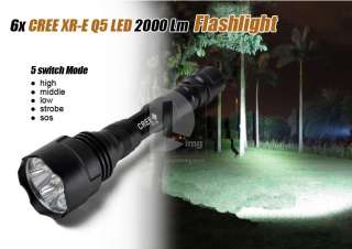 mode Waterproof CREE XR E 6X Q5 6 Led Flashlight Torch 2000LM Night 