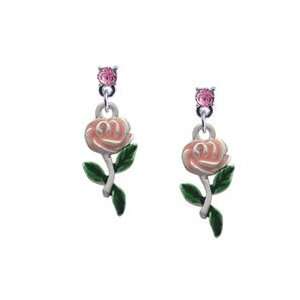 Flower   Rose Pink Light Pink Swarovski Post Charm Earrings [Jewelry]