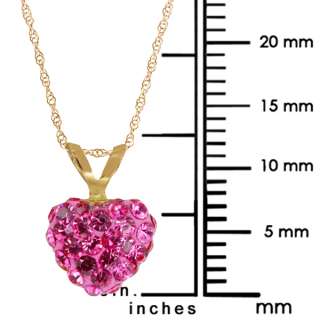 Beautiful 10K Yellow Gold Rose Crystal Puff Heart Shape Pendant With 