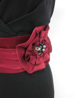 KAY UNGER Dark Red Black Floral Sleeveless Dress Sz 6  