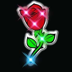  Red Rose Flashing Blinking Light Up Body Lights Pins (5 