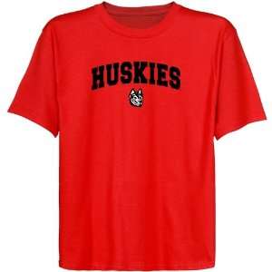  NCAA Northeastern Huskies Youth Red Logo Arch T shirt 