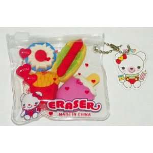  4 Mini Food Erasers Zip Pack  Set of 24 Toys & Games