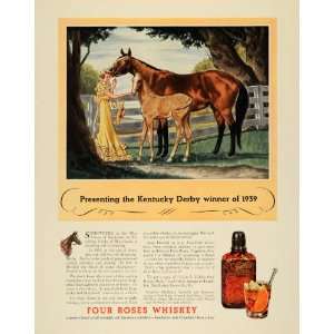 1936 Ad Four Roses Whiskey Kentucky Derby Rye Frankfort 