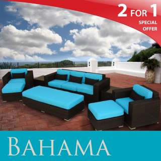   PATIO SOFA SECTIONAL FURNITURE NEW Tropical Blue 609465687377  