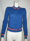   White Blue Stripe Cashmere Long Sleeve Zip Up Sweater Sz M  