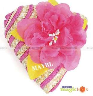 Women Sweet Straw Beach Cross Body Flower Bag Purse 192  