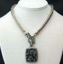 Ben Amun Pewter Toggle Large Art Glass Chunky Necklace  