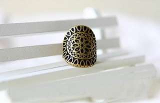 European Retro Palace Style Carving Flowers Pattern Ring  