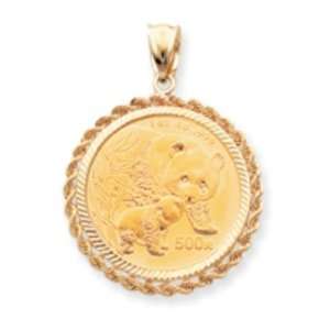  14k Gold 1oz Mounted Panda Coin Rope Bezel Jewelry