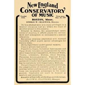  1907 Ad New England Conservatory Music Boston Mass 
