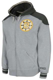 Boston Bruins Grey Team Classic Full Zip Fleece Hooded Sweatshirt 