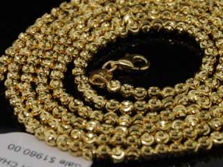   Cut 10K 3mm Diamond Cut Bead Yellow Gold 36 Chain/Necklace 20g  