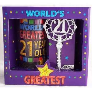  Worlds Greatest 21 Year Old Novelty Glass & Silver Key 
