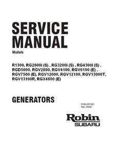 SUBARU ROBIN GENERATOR SERVICE MANUALS MODEL R RG RGD RGV RGX  