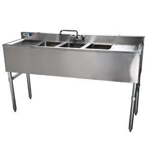 Regency 3 Bowl Under Bar Sink with Faucet and Two 13 Drainboards 60 