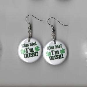 Kiss Me Im Irish Earrings dangle st pattys day patricks Green 