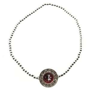 com Silver beaded stretch anklet with Florida State University charm 
