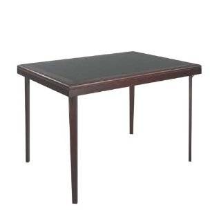 Wood Folding Table with Vinyl Inset in Black and Mahogany