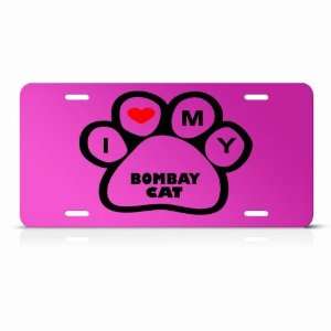 Bombay Cats Pink Novelty Animal Metal License Plate Wall Sign Tag