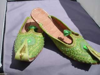 INDIA BOLLYWOOD BEADED SLIPPERS SHOES WOMENS SIZE 7  
