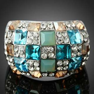   Sapphire Citrine Gemstone Ring Swarovski Crystal Jewelry  