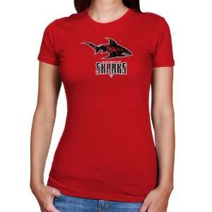  Jacksonville Sharks Ladies Red Distressed Logo Vintage 