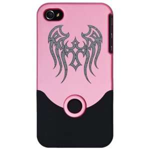    iPhone 4 or 4S Slider Case Pink Tribal Cross Wings 