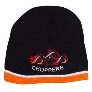   Themed Beanies by the Single Piece  Black Embroidered Choppers Beanie