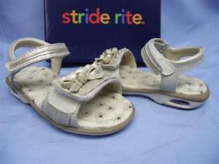 NEW STRIDE RITE TT AVERY Parchment & Gold Girls Shoes Sandals Size 8 