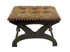 Square Animal Leopard Print Leather Wood Footstool